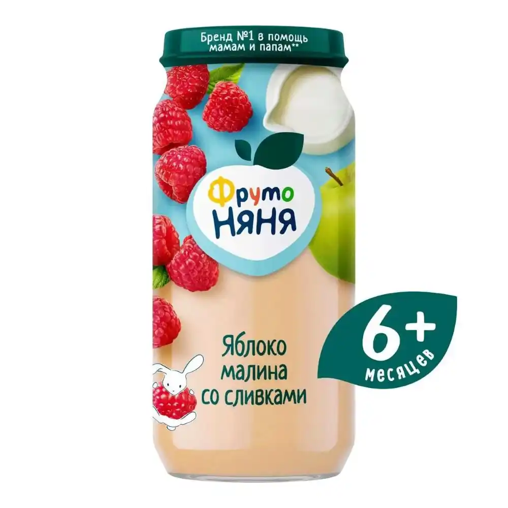 Пюре 250 г ФрутоНяня яблоко-малина ст/б