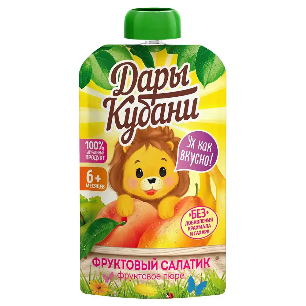 Пюре 90 г Дары Кубани для детей фруктовый салатик дой-пак