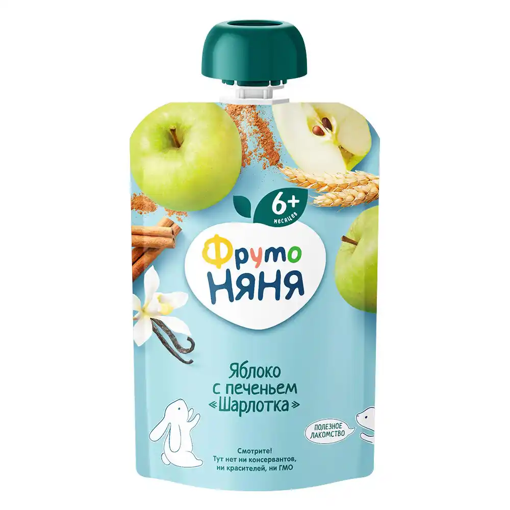 Пюре 90 г ФрутоНяня из яблок с печеньем шарлотка дой-пак