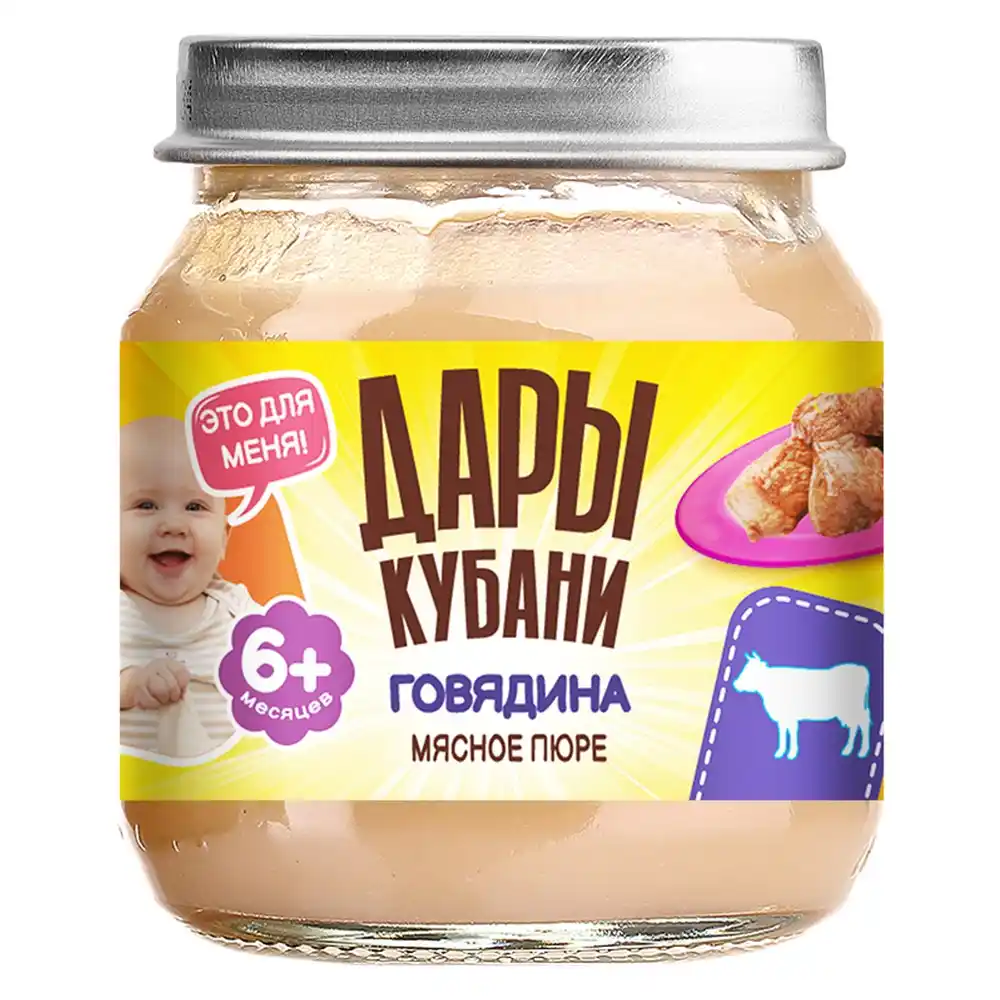 Пюре мясное 80гр Дары Кубани Говядина 6+ месяцев ст/б