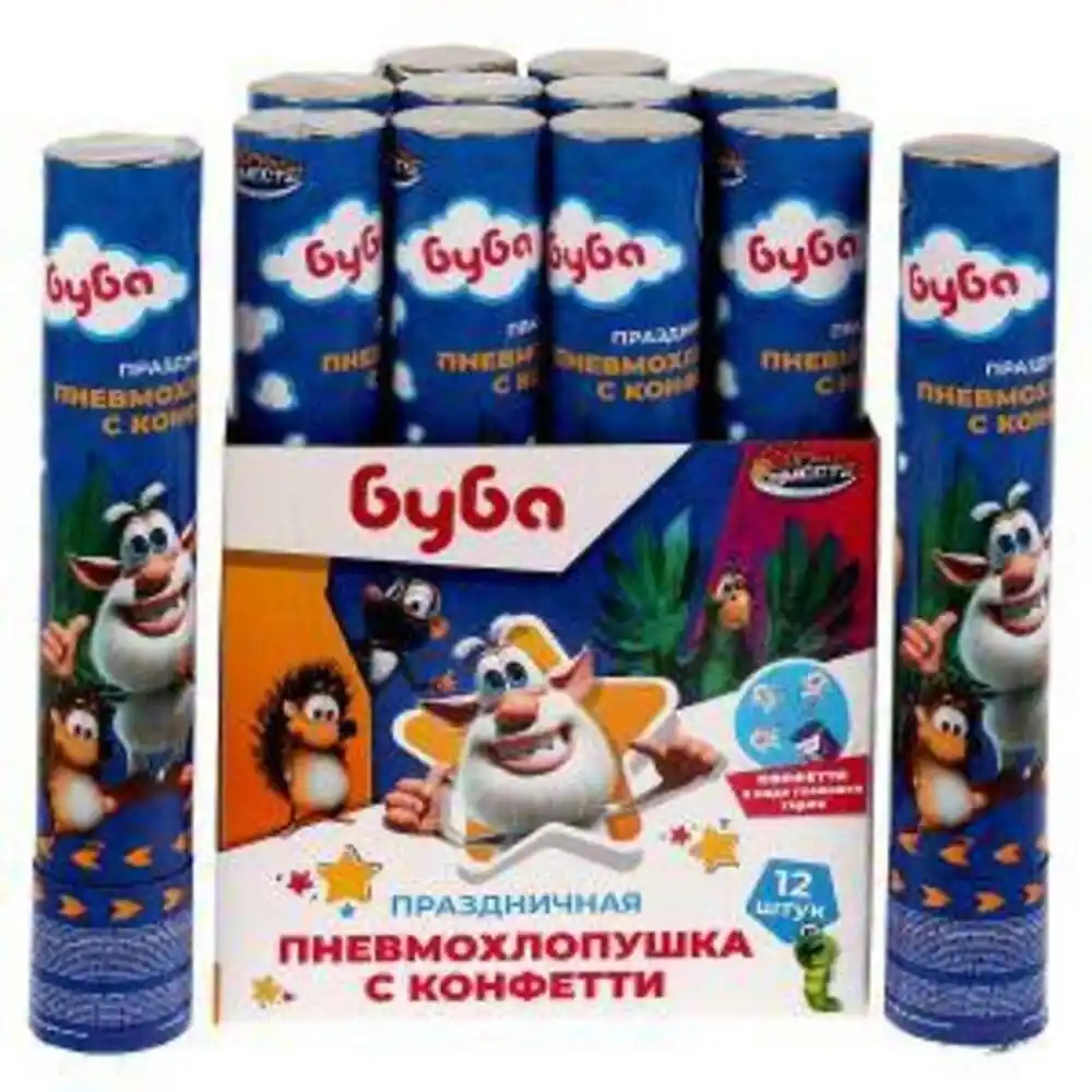 Пневмохлопушка 30 см Играем вместе с конфетти в виде героев Буба б/уп
