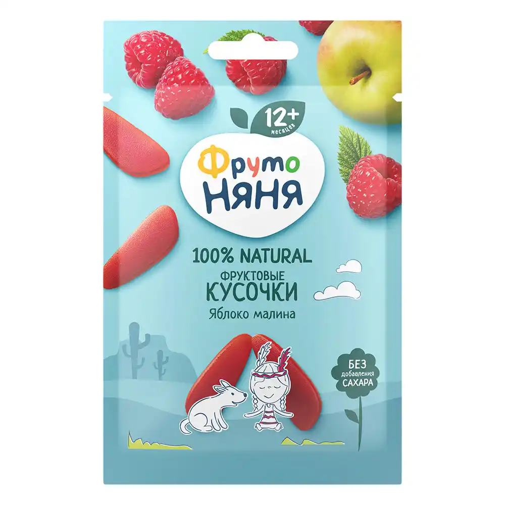 Продукт детского питания 15 г ФрутоНяня Фруктовые кусочки из яблочно-малиновые (улитка) м/уп