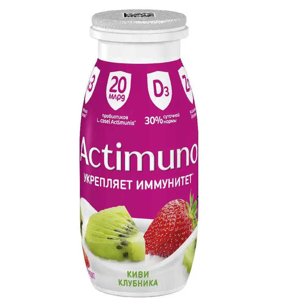 Продукт кисломолочный 95г Актимуно с киви, клубникой и цинком 1,5% п/бут