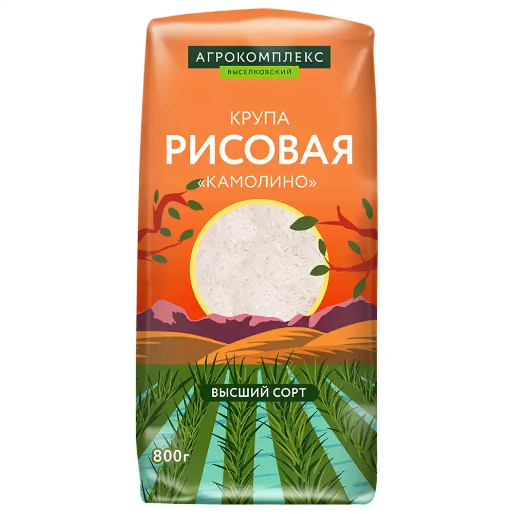 Рис 0.8 кг Агрокомплекс Камолино в/с (обработанная подсолнечным маслом) м/уп