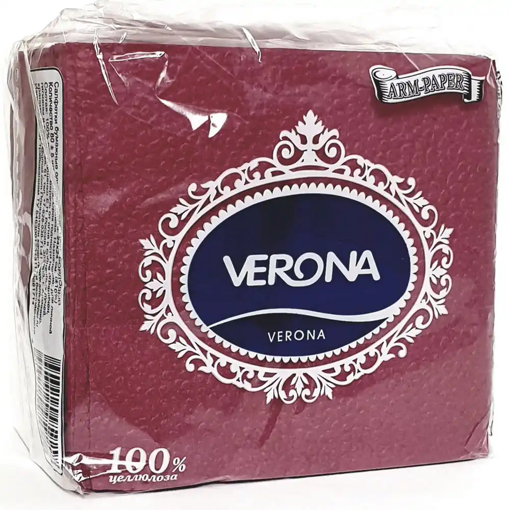 Салфетки 80 шт Verona бумажные однослойные бордовые м/уп