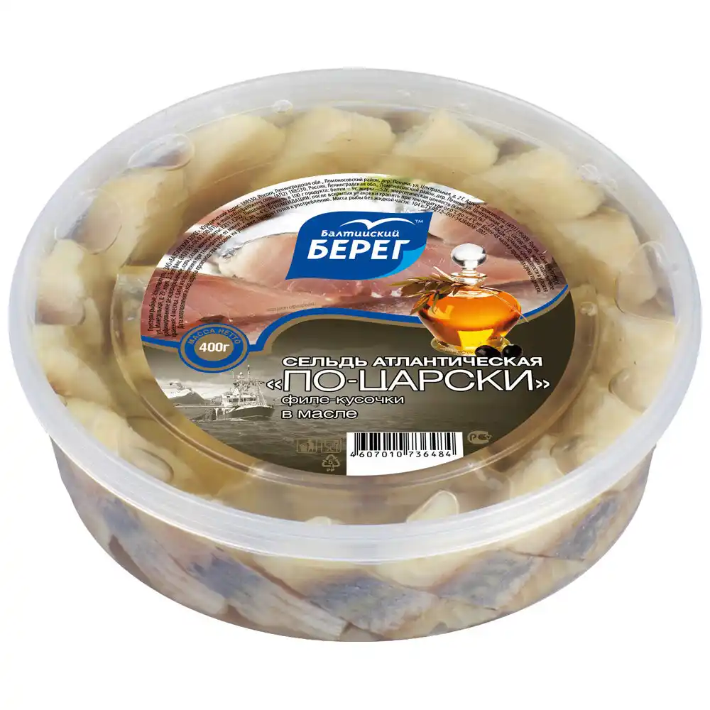 Сельдь 400 г Балтийский Берег По-царски филе в масле пл/уп