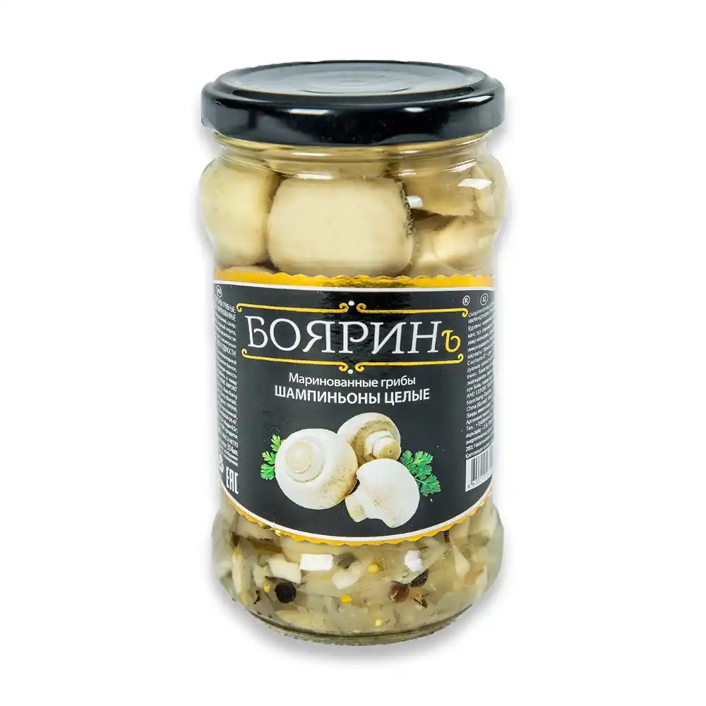 Шампиньоны 314мл Бояринъ Целые Маринованные ст/б