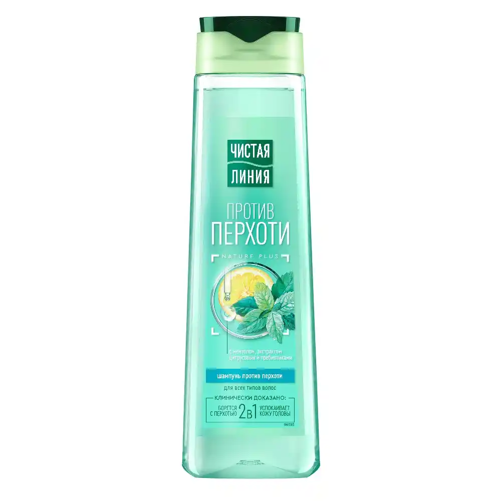 Шампунь 400мл Чистая Линия Против перхоти с ментолом и мятой пл/фл