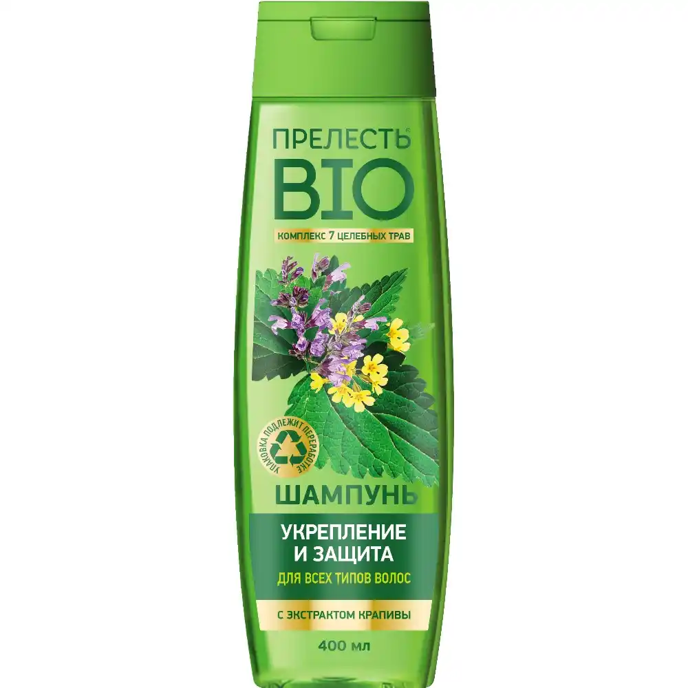 Шампунь 400мл Прелесть BIO Укрепление и Защита с экстрактом крапивы пл/б