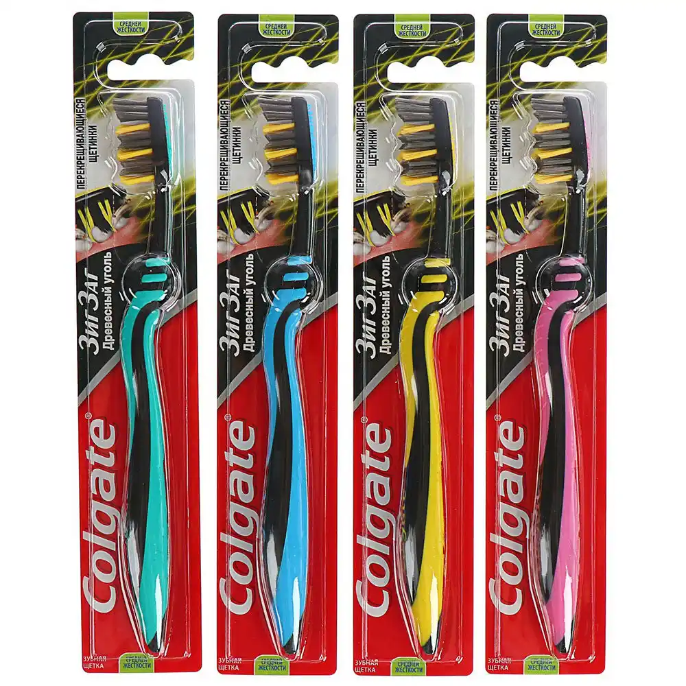 Щетка зубная 1 шт Colgate Зиг Заг Древесный уголь средней жесткости блистер