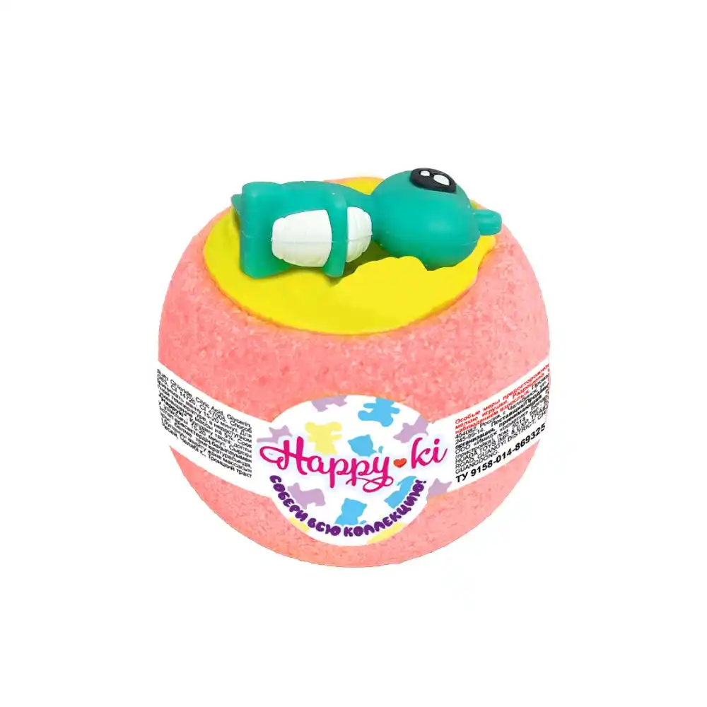 Шипучая соль для ванны 130гр Happiki Чаша с пеной и игрушкой пл/уп
