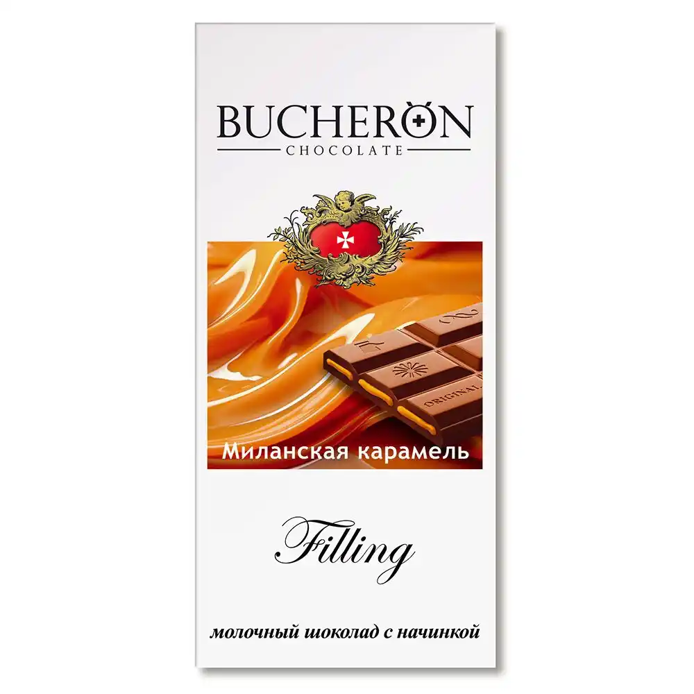 Шоколад 85гр BUCHERON Filling Молочный с начинкой миланская карамель к/уп