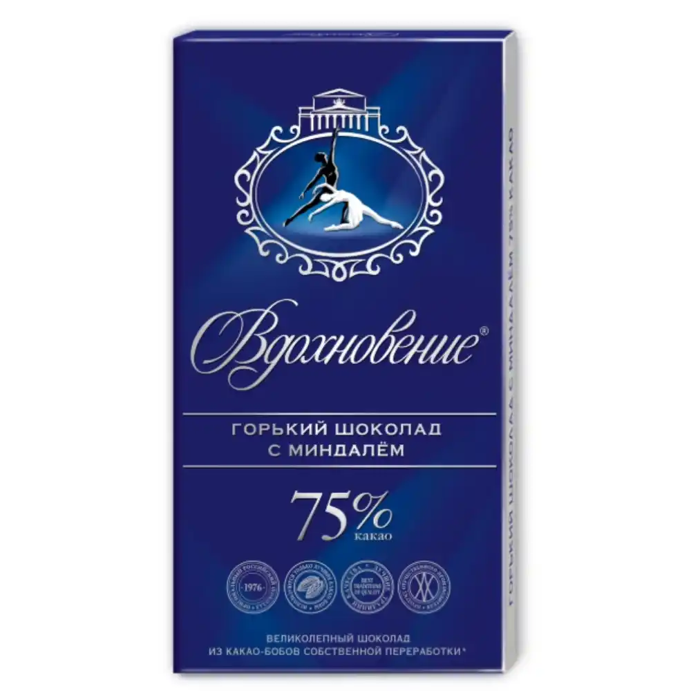 Шоколад 90г Вдохновение Элитный с миндалем к/уп