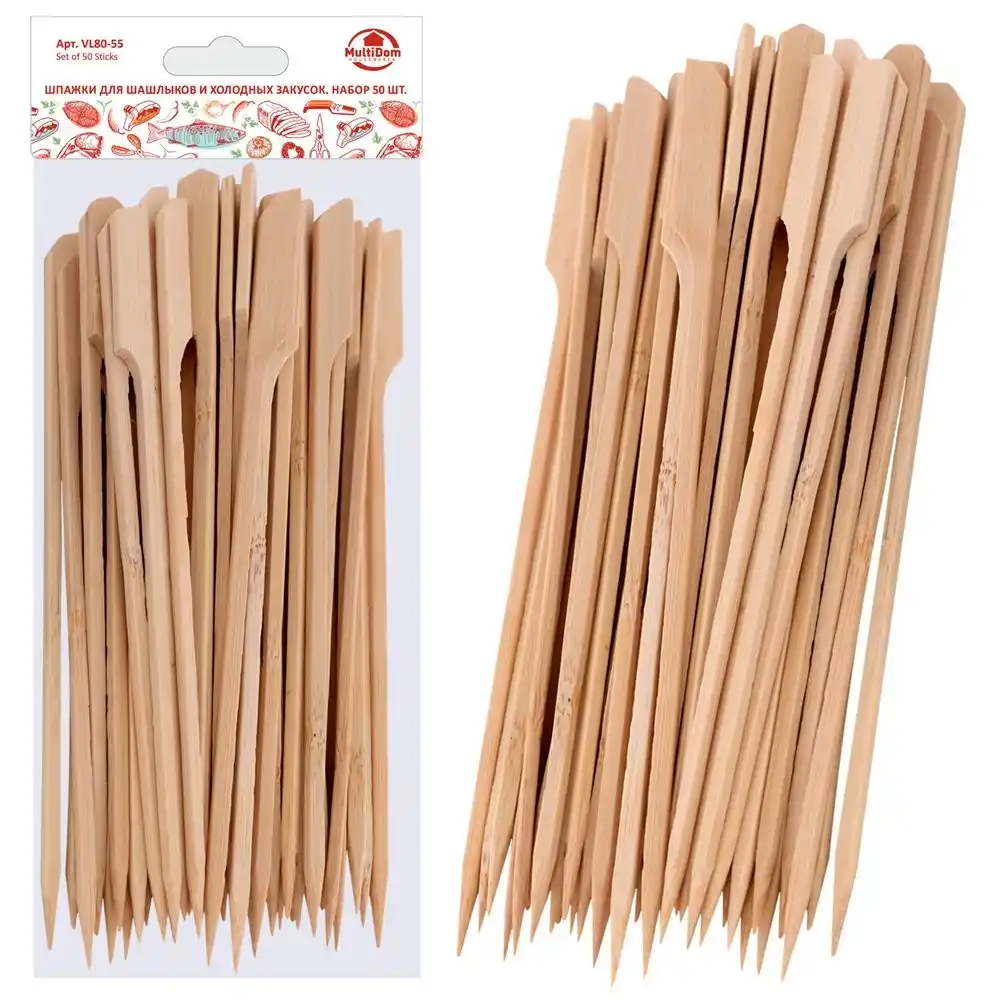 Шпажки д/шашлыков и холодных закусок 18 см 50шт Мультидом п/эт