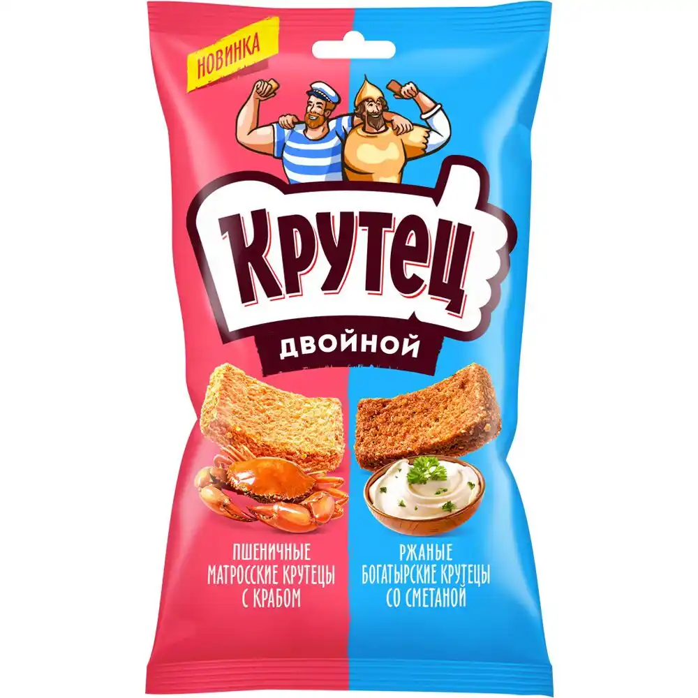 Смесь гренок 100 г двойной КРУТЕЦ со вкусом краба и сметаны м/уп