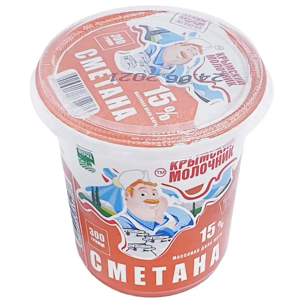 Сметана 300г Крымский молочник 15% п/стакан