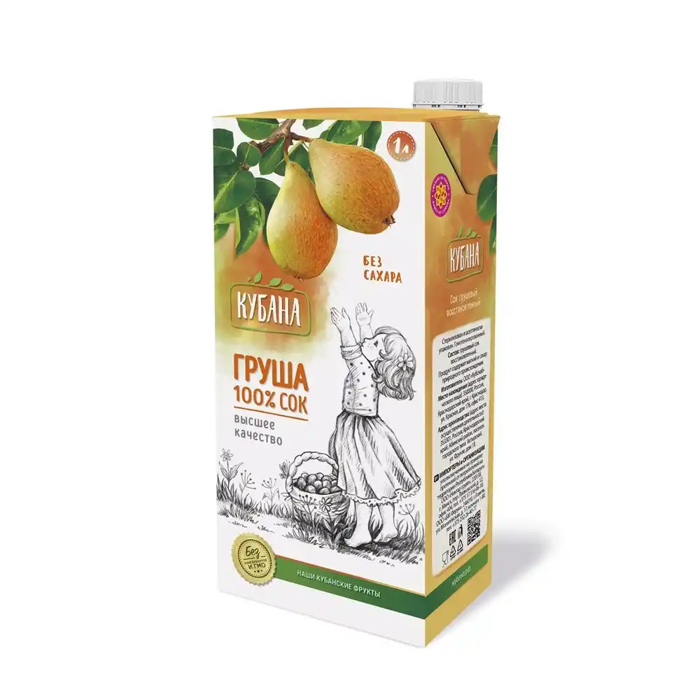 Сок 1л Кубана Грушевый восстановленный Тетра-пак