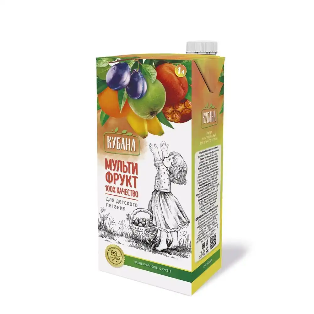 Сок 1л Кубана Мультифруктовый для детского питания Тетра-пак