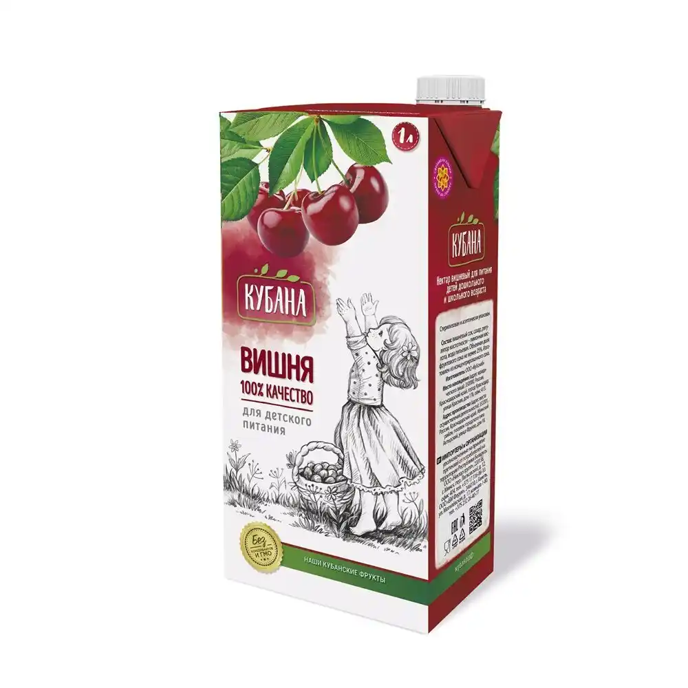 Сок 1л Кубана Вишневый для детского питания Тетра-пак