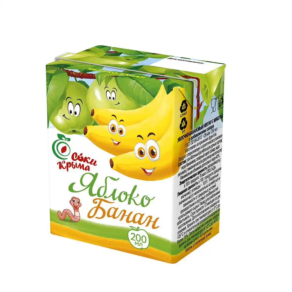 Сок 200мл Соки Крыма Яблоко-Банан тетра-пак