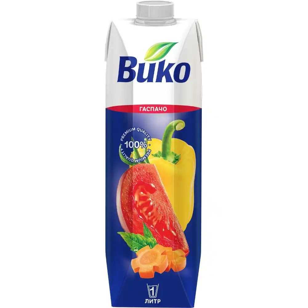 Сокосодержащий напиток 1л Вико из смеси овощей с мякотью с солью с сахаром Гаспачо т/пак