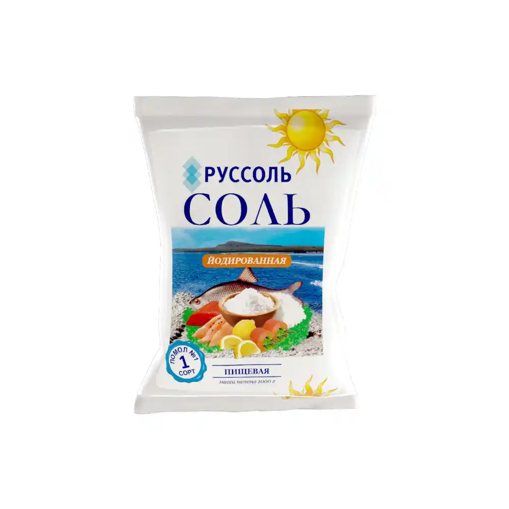 Соль 1кг Йодированная 1-й сорт м/уп