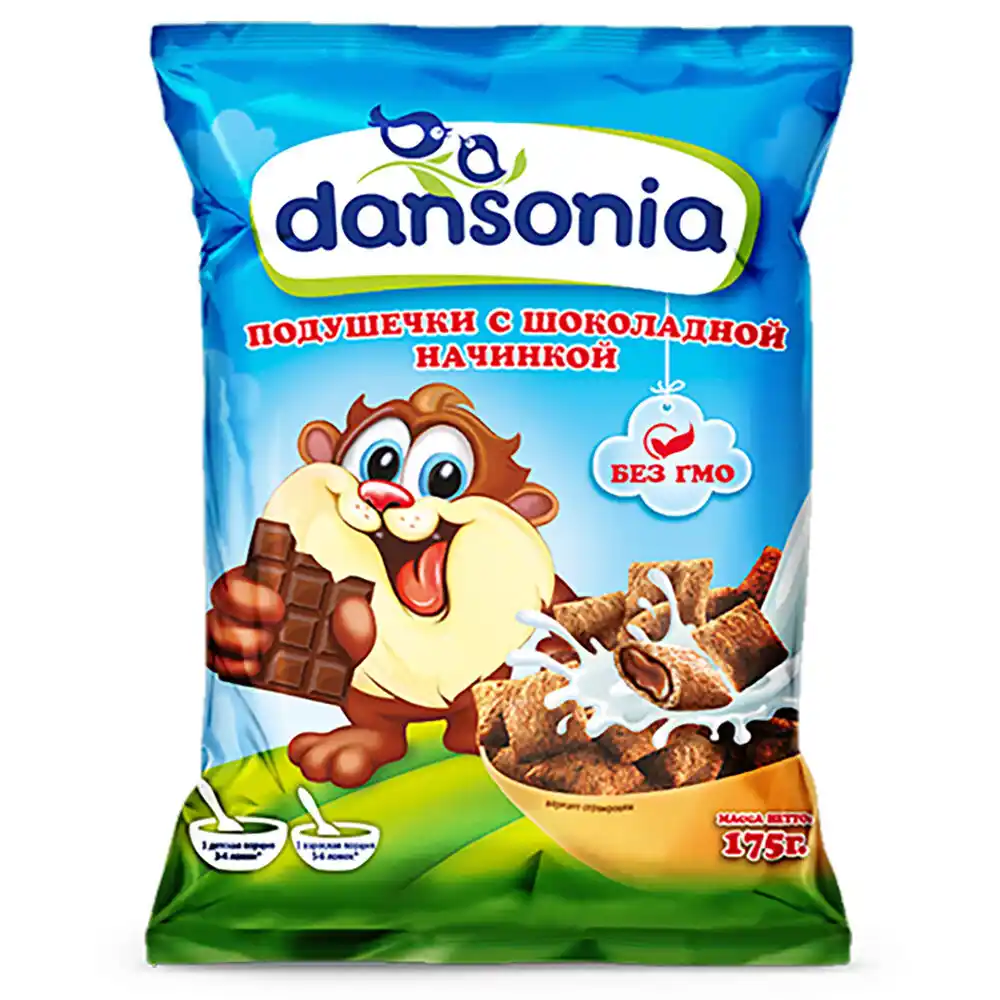 Сухие завтраки 175г Брауни подушечки с Шоколадной начинкой м/уп