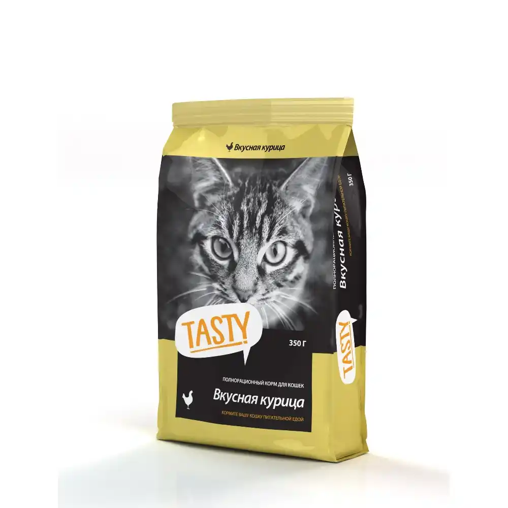 Сухой корм д/кошек 350гр Tasty Вкусная курица м/уп
