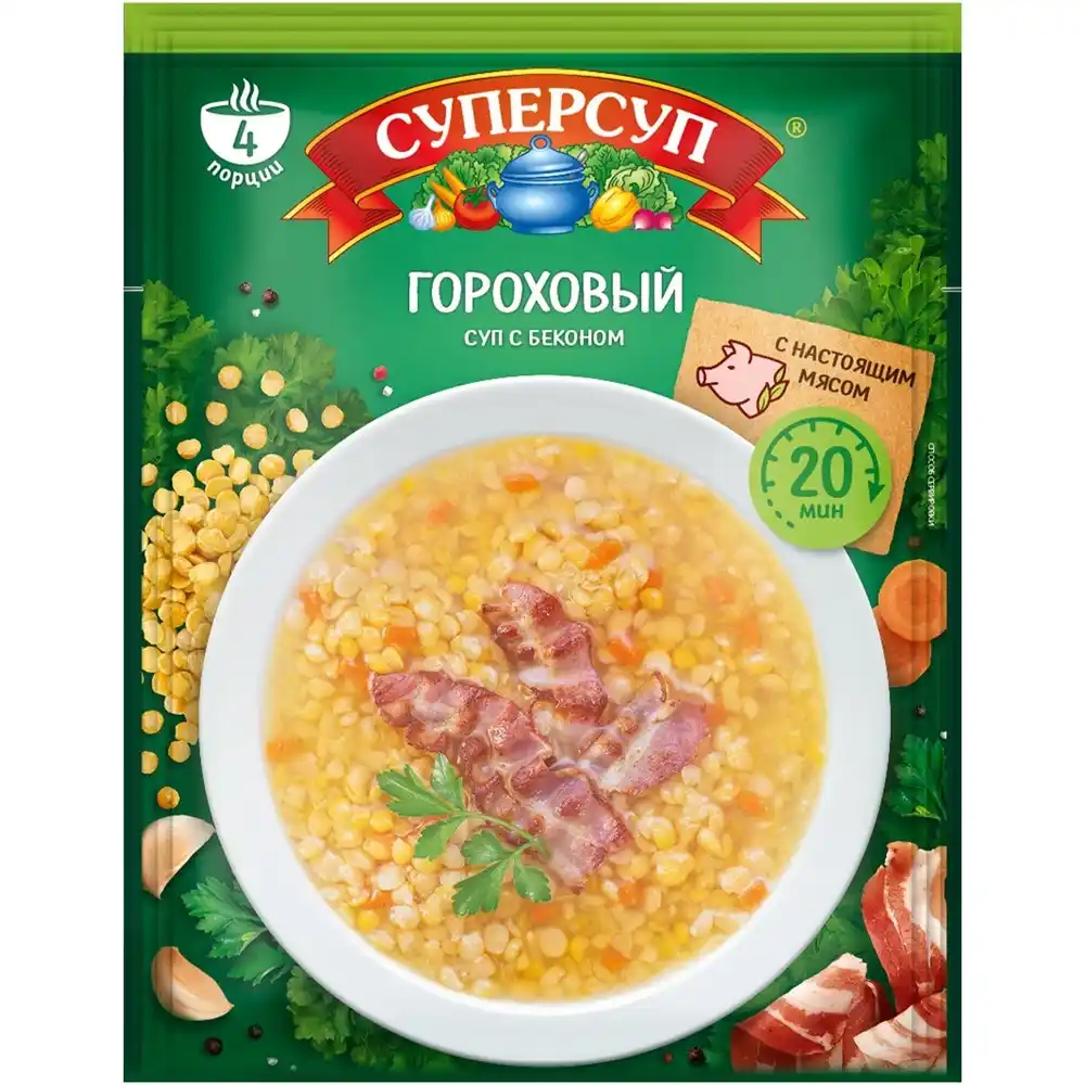 Суп 70гр СуперСуп Гороховый с беконом м/уп