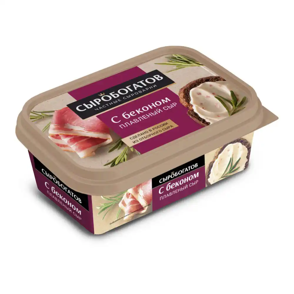 Сыр плавленый 200 г Сыробогатов с беконом 50 % п/ванночка