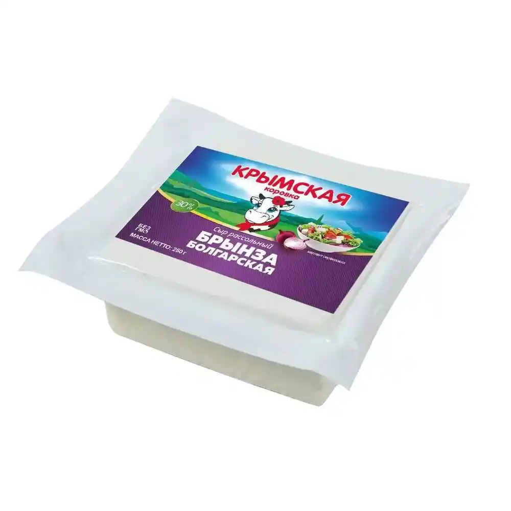 Сыр рассольный 250г Крымская коровка Брынза Болгарская 30% вак/уп