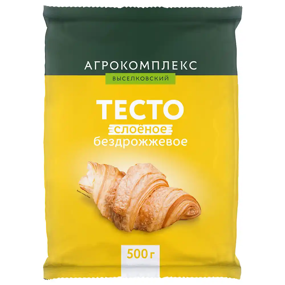 Тесто 0,5 кг Агрокомплекс слоёное бездрожжевое п/уп