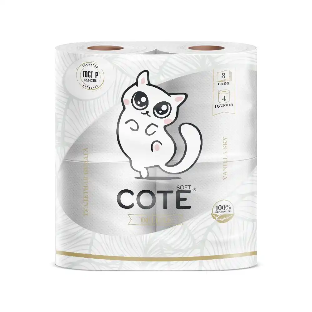 Туалетная бумага 4шт 3 слоя Cote в ассортименте м/уп