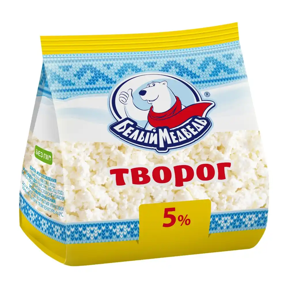 Творог 250г Белый Медведь 5% газ/уп