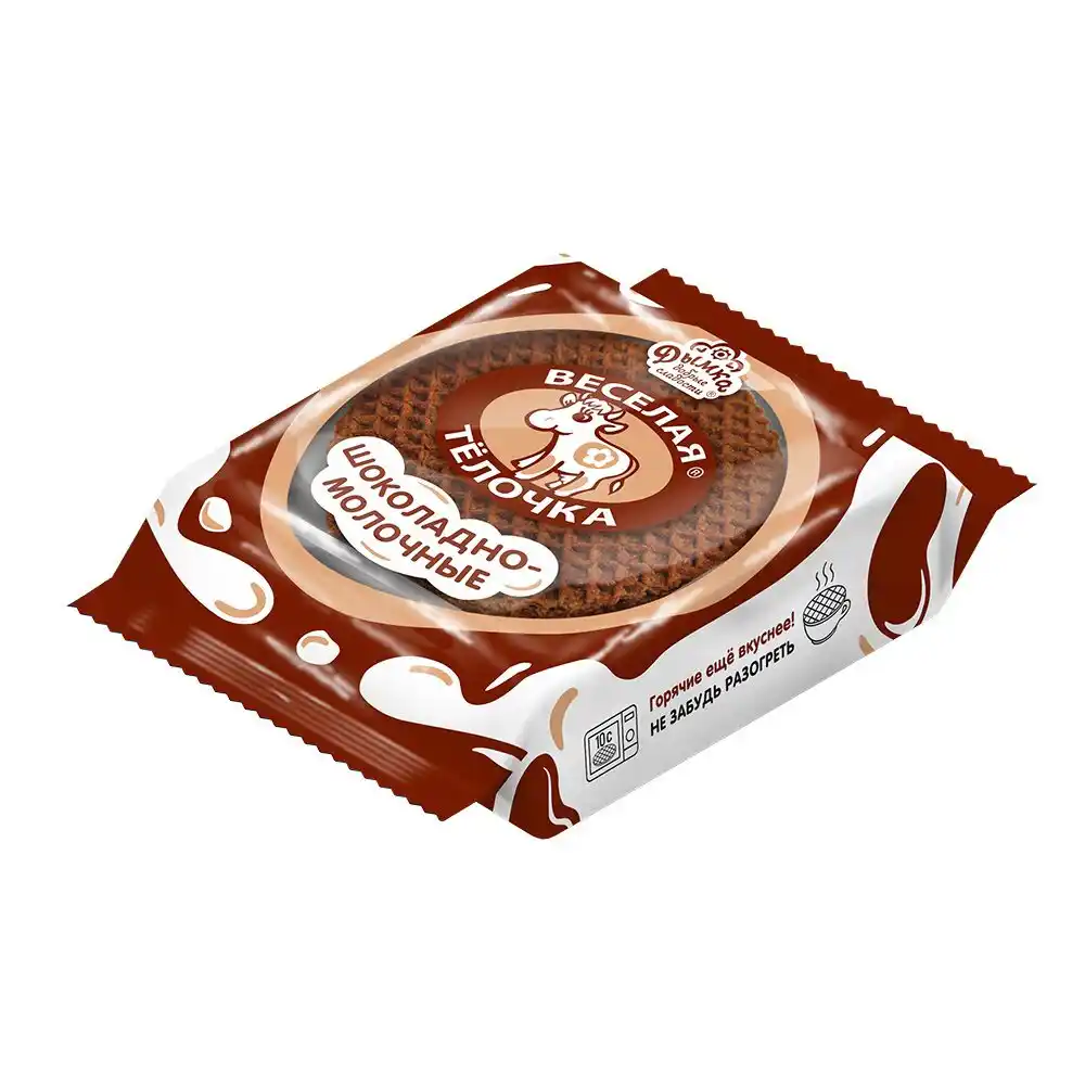 Вафли 150гр Дымка Веселая Тёлочка шоколадно-молочные м/уп
