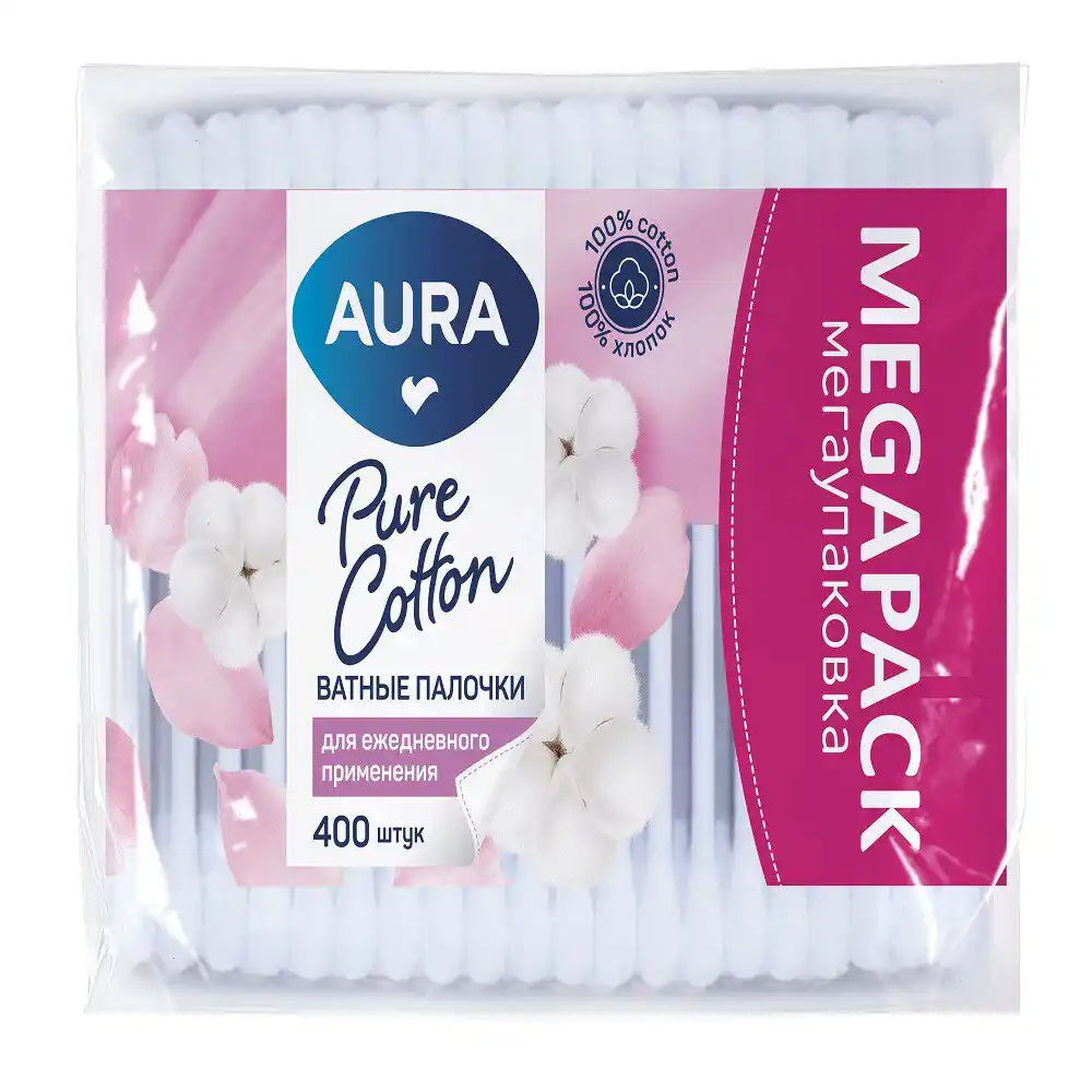 Ватные палочки 400 шт AURA beauty м/уп