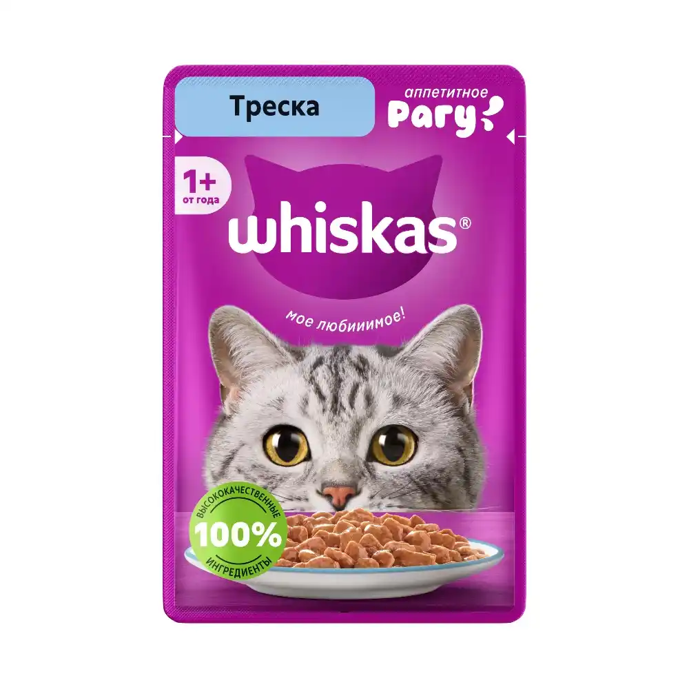 Влажный корм 75 гр Whiskas Рагу Треска м/уп