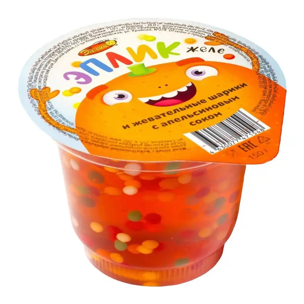 Желе 150 г Эплик с жевательными шариками и апельсиновым соком пл/ст