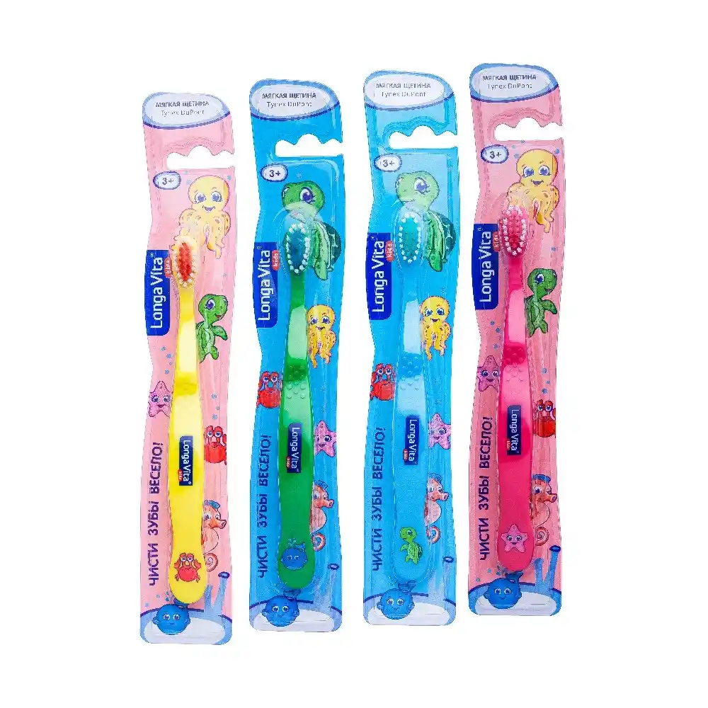 Зубная щетка Longa Vita Kids Забавные зверята Мягкая щетина 3+ в ассортименте к/уп